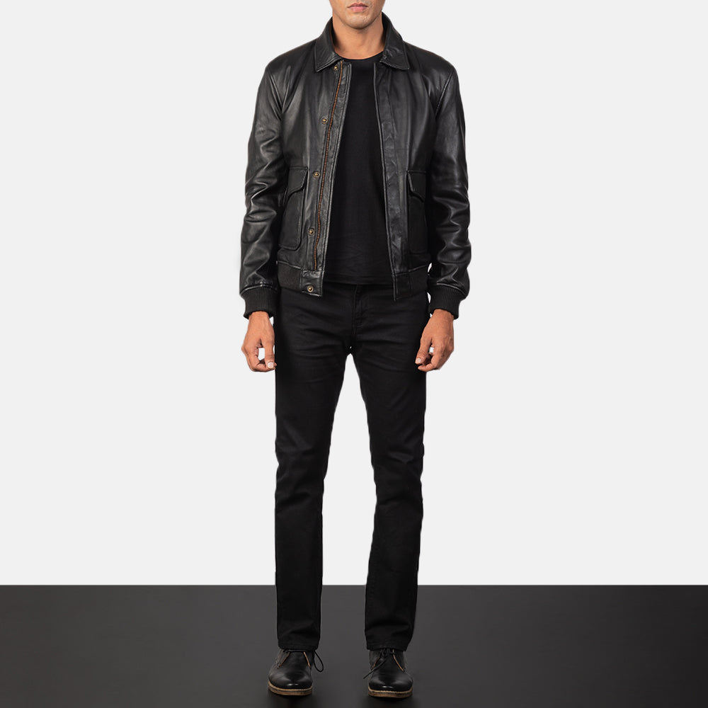 
Coffmen Brown Suede A2 Bomber Jacket - 展现立体袖型与合身版型的侧身视角