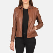 Women Colette 棕色 真皮夹克 女士 in Brown Sheepskin Leather - Front Profile View &amp; Tailored Silhouette | Buy Online