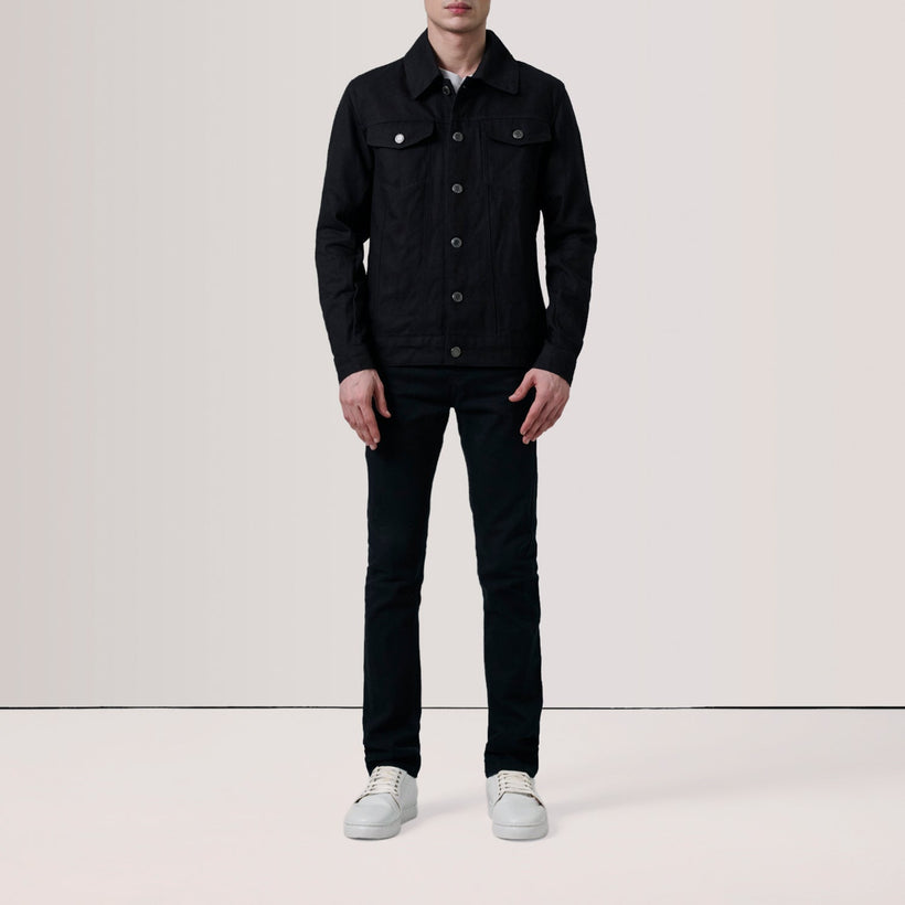 Conard 经典黑 Denim Trucker 真皮夹克 男士
