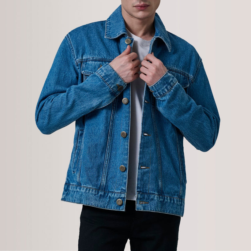 Conard 深海蓝 Denim Trucker 真皮夹克 男士