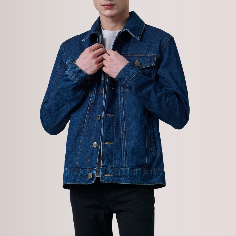 Conard Dark 深海蓝 Denim Trucker 真皮夹克 男士