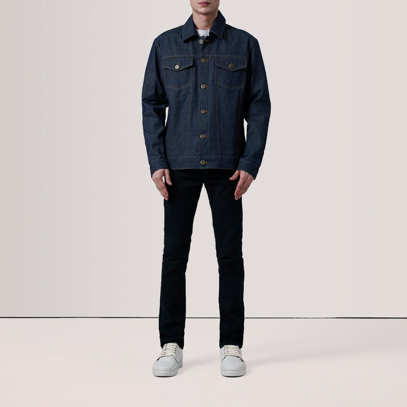 Conard Indigo 深海蓝 Denim Trucker 真皮夹克 男士