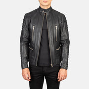 
Damian Grey Suede Biker Jacket in Grey Sheepskin Suede - 正面版型与定制立体剪裁轮廓 | 官方商城选购