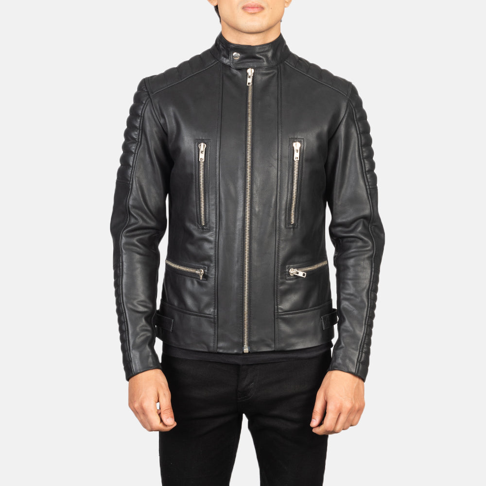 
细节特写 of Band with Snap Button & Zipper Hardware on Damian Grey Suede Biker Jacket