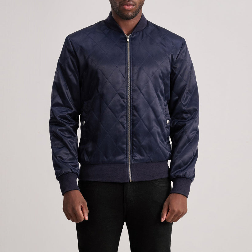 Danson Quilted Blue Varsity 真皮夹克 男士