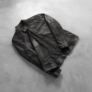 Styled Fit Perspective of Dean 黑色 真皮机车夹克 男士 on Model - Natural Daylight Drape