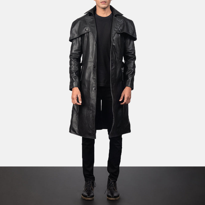 Deux 黑色 Leather Duster 男士