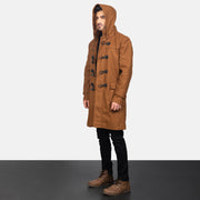 
Khaki Synthetic Wool Trench Coat - 展现肩线贴合与利落下摆的背部视角