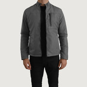 Elliot 灰色 Lightweight 真皮夹克 男士 in Grey Full-Grain Leather - Front Profile View &amp; Tailored Silhouette | Buy Online