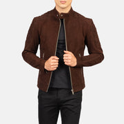 
手工下摆与精工缝制细节 Fernando Quilted Brown Suede Biker Jacket