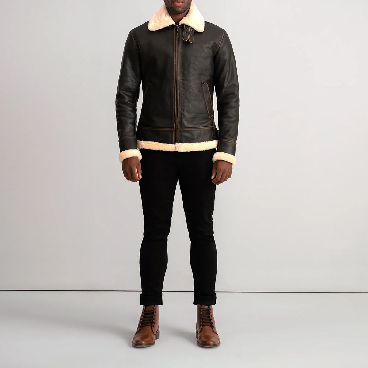 
Francis B-3 经典黑 真皮飞行员夹克 男士 – alternate product view 3