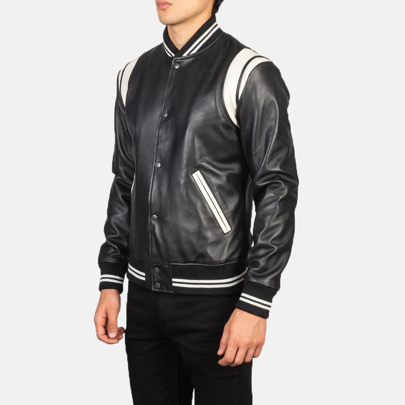 [FS] Dantee 黑色 Leather Varsity 真皮夹克 男士