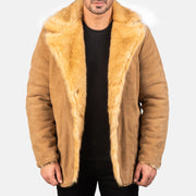 
Beige Goatskin suede Jacket - 展现肩线贴合与利落下摆的背部视角