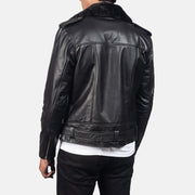 
细节特写 of Notch with Removable Fur & Zipper with Waist belt Hardware on Furton Black Leather Biker Jacket