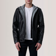 
Henrik Grey Suede Cafe Racer For Men in Grey Goatskin Suede - 正面版型与定制立体剪裁轮廓 | 官方商城选购