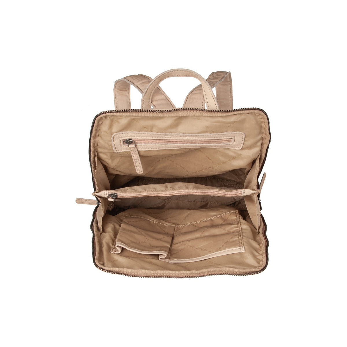 Solid Antique Brass Hardware &amp; Heavy-Duty Dual Zipper Detail on Bern Full-Grain Leather Backpack 女士