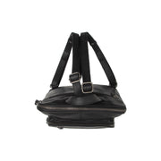 Floran Full-Grain Leather Backpack 女士 - Structured Side Profile Showing Gusset Depth &amp; Expansion Capacity