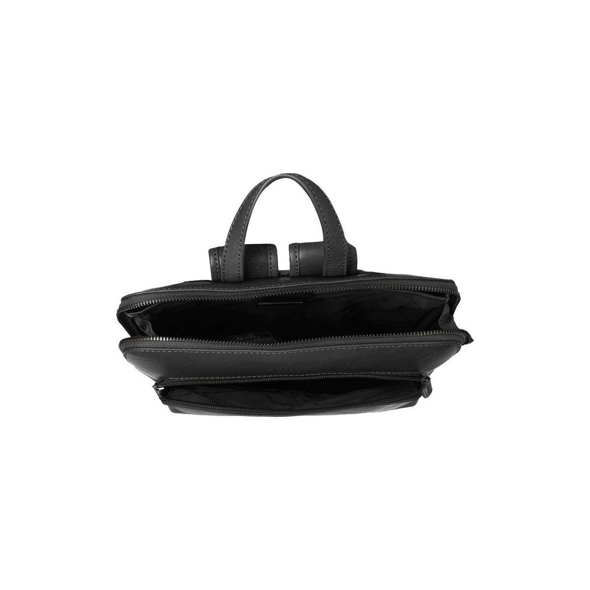 Solid Antique Brass Hardware &amp; Heavy-Duty Dual Zipper Detail on Fornella Full-Grain Leather Backpack 女士