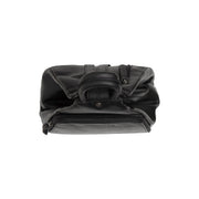 Howard Full-Grain Leather Backpack 女士 - Structured Side Profile Showing Gusset Depth &amp; Expansion Capacity