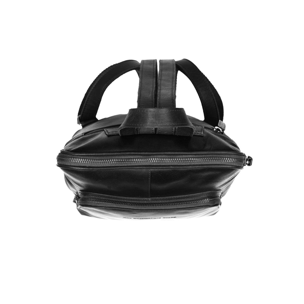 Naomi Full-Grain Leather Backpack 女士 - Structured Side Profile Showing Gusset Depth &amp; Expansion Capacity