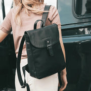 Classic 100% Full-Grain leather Backpack - Rear Perspective Showing Reinforced Leather Straps &amp; Stitching