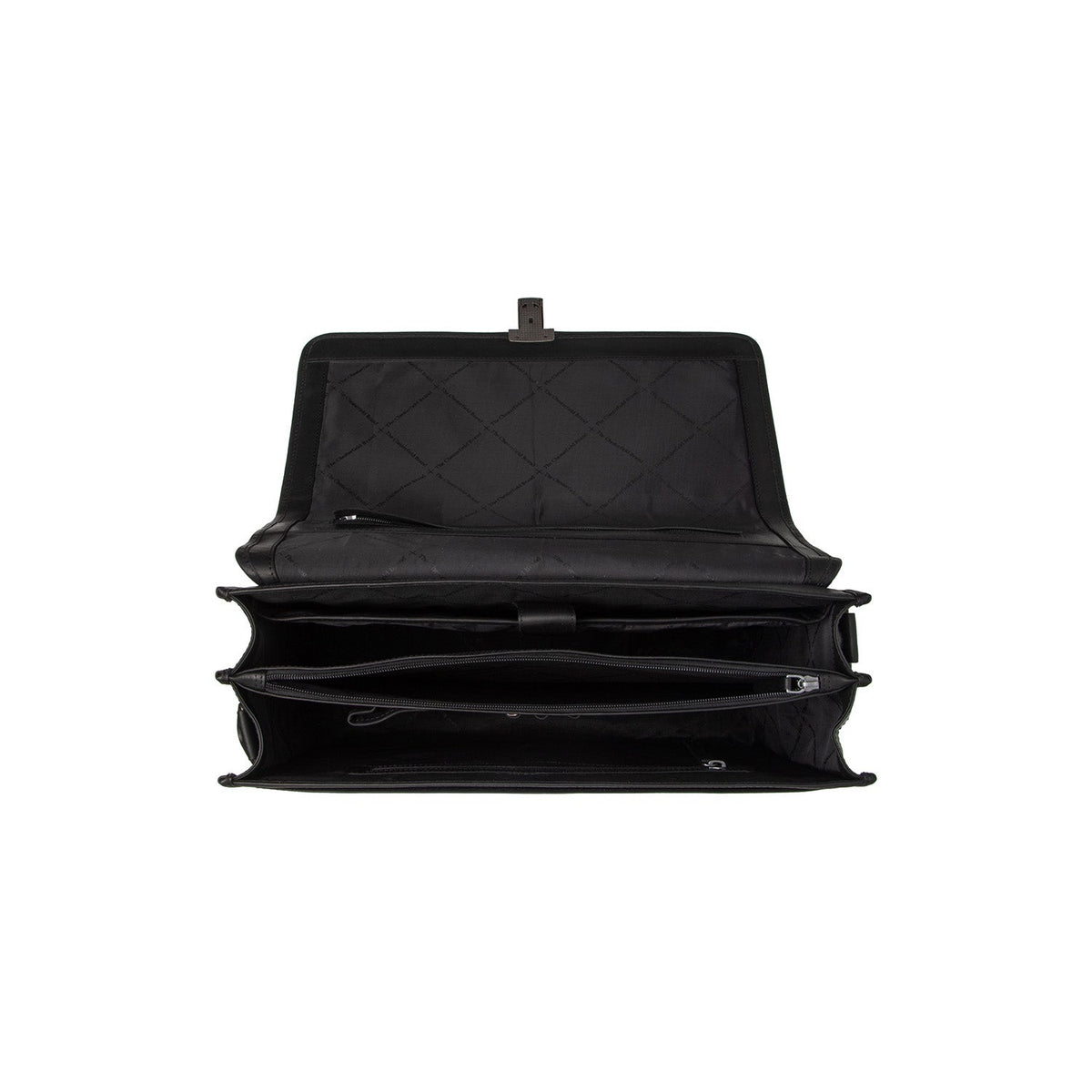 Solid Antique Brass Hardware &amp; Heavy-Duty Dual Zipper Detail on Glenwood Full-Grain Leather Briefcase 男士