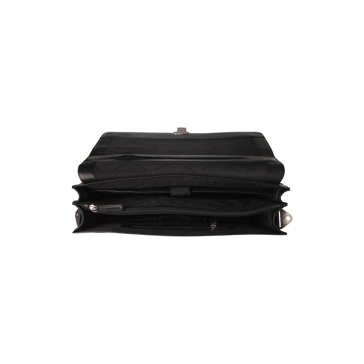 Solid Antique Brass Hardware &amp; Heavy-Duty Dual Zipper Detail on Salvatore Full-Grain Leather Briefcase 男士