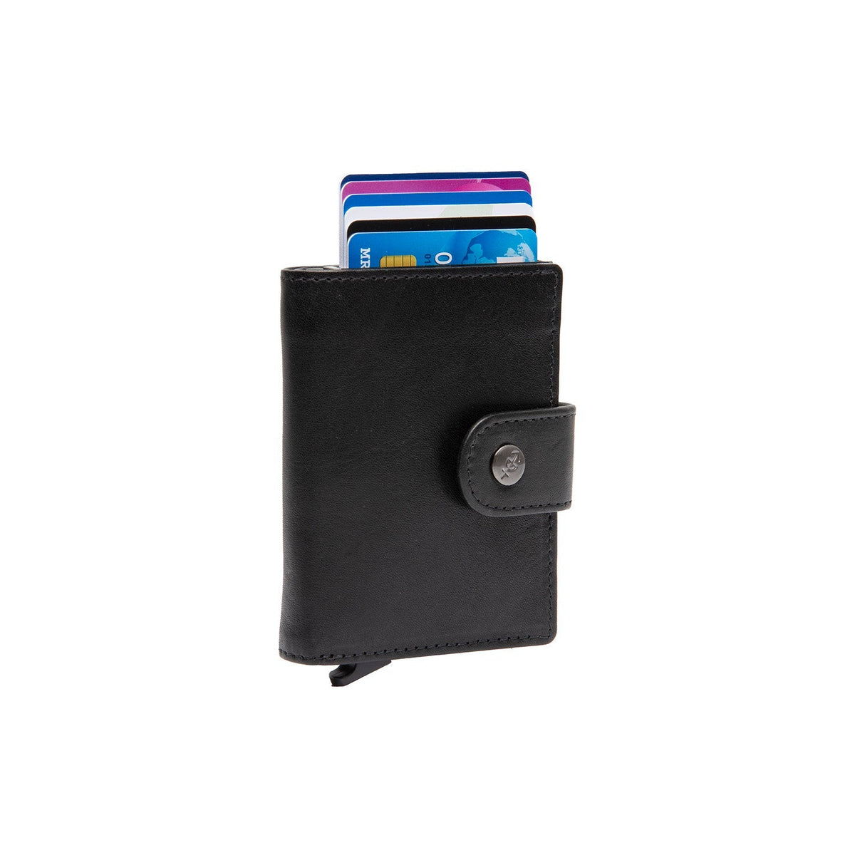 Barrea Full-Grain Leather Card Holder 女士 in Classic 100% Full-Grain Leather - Full Exterior Front Profile View | Buy Online