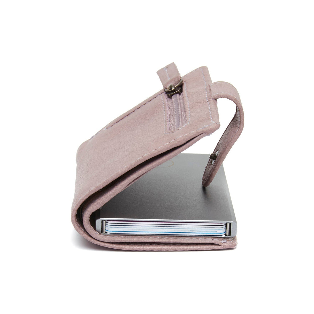 Solid Antique Brass Hardware &amp; Heavy-Duty Dual Zipper Detail on Kaunas Full-Grain Leather Card Holder 女士
