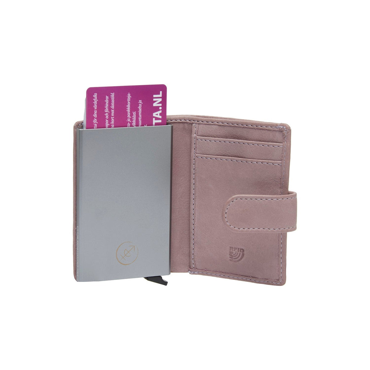 Kaunas Full-Grain Leather Card Holder 女士 - Structured Side Profile Showing Gusset Depth &amp; Expansion Capacity