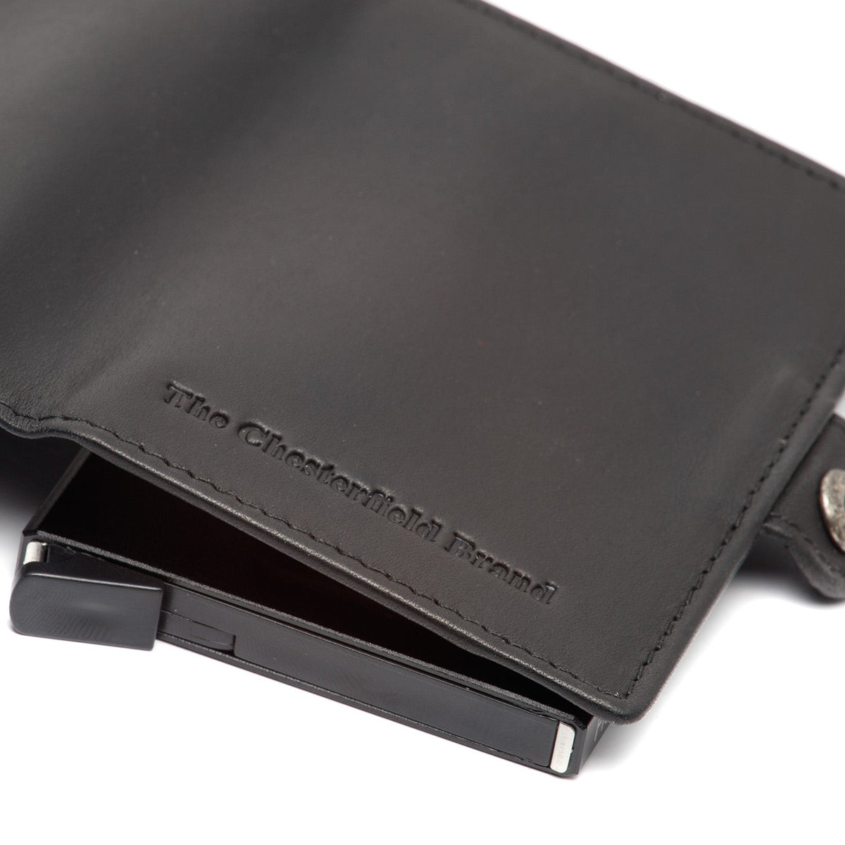 Lagos Full-Grain Leather Card Holder 女士 - Structured Side Profile Showing Gusset Depth &amp; Expansion Capacity