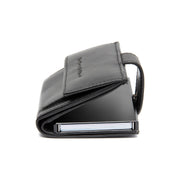 Lesina Full-Grain Leather Card Holder 女士 - Structured Side Profile Showing Gusset Depth &amp; Expansion Capacity