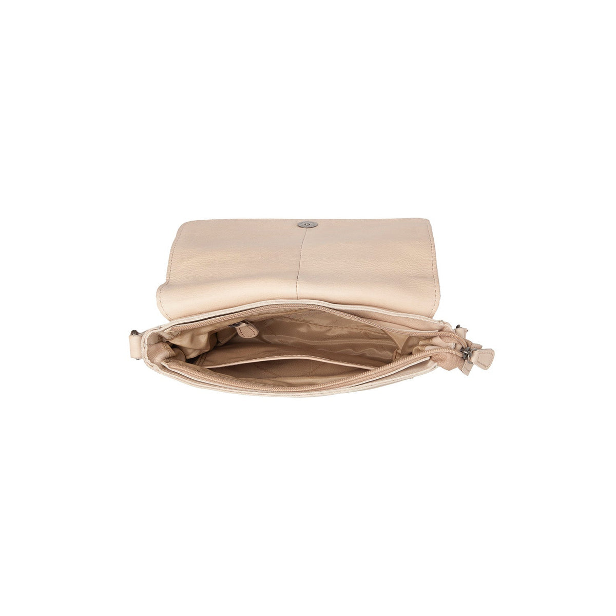 Ann Full-Grain Leather Crossbody Bag 女士 - Structured Side Profile Showing Gusset Depth &amp; Expansion Capacity