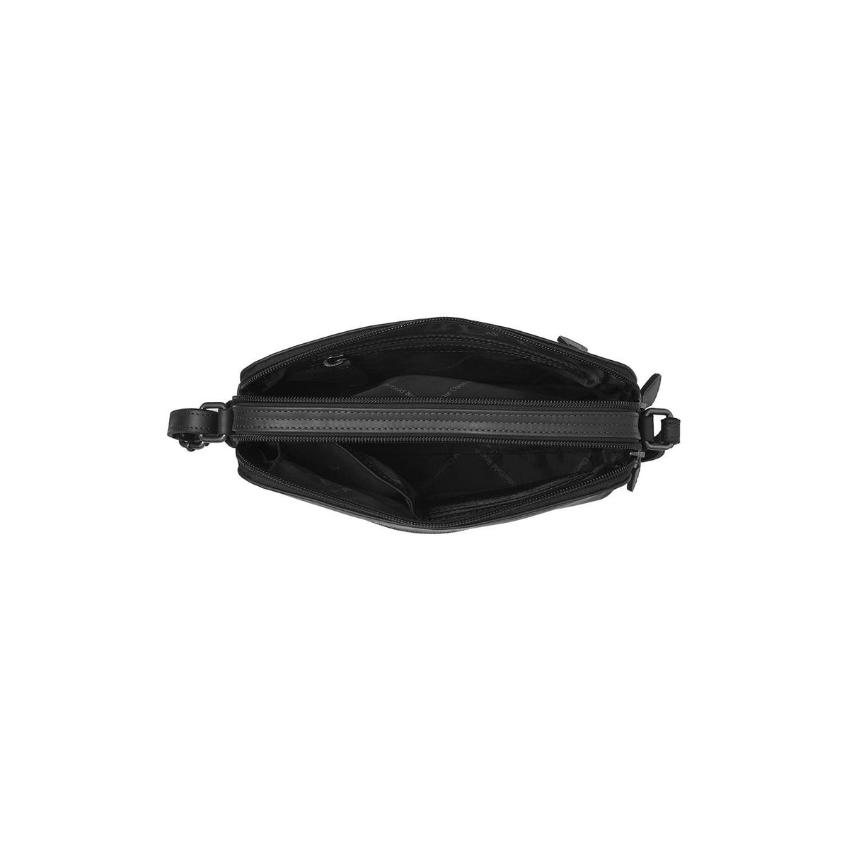 Solid Antique Brass Hardware & Heavy-Duty Dual Zipper Detail on Nebraska Full-Grain Leather Crossbody Bag