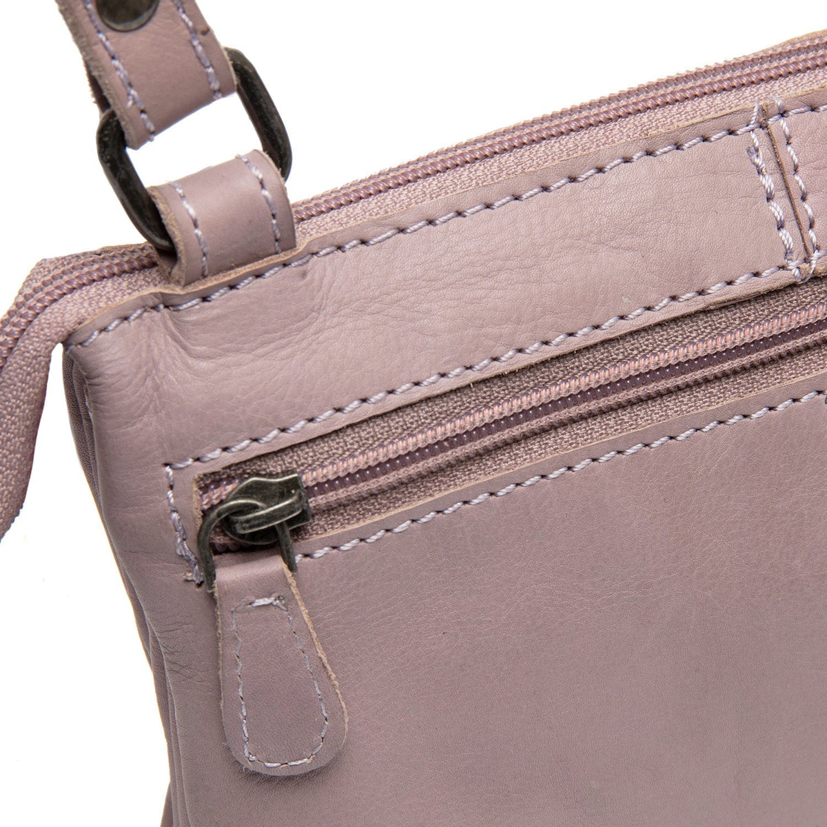 Lavender Lilac Leather Crossbody Bag Osaka, detail view 3