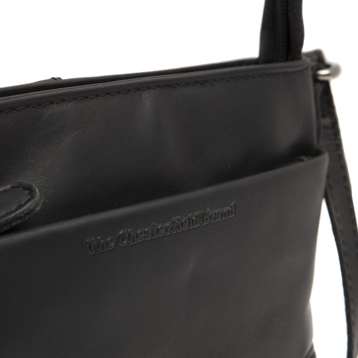 Solid Antique Brass Hardware &amp; Heavy-Duty Dual Zipper Detail on Salerno Full-Grain Leather Crossbody Bag 女士
