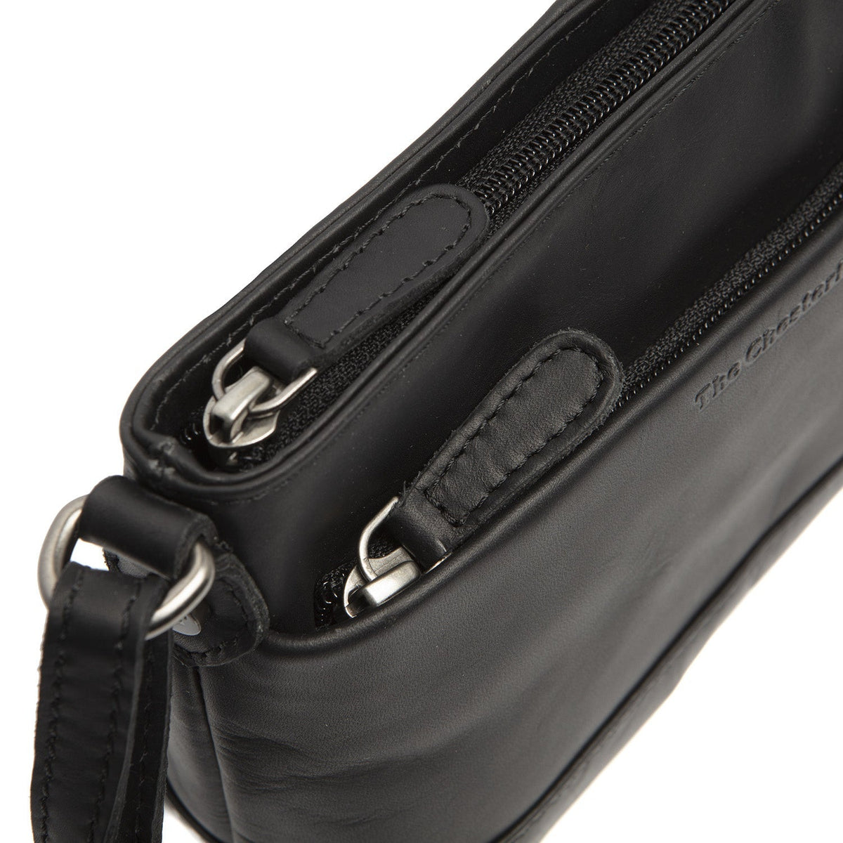 Salerno Full-Grain Leather Crossbody Bag 女士 - Structured Side Profile Showing Gusset Depth &amp; Expansion Capacity