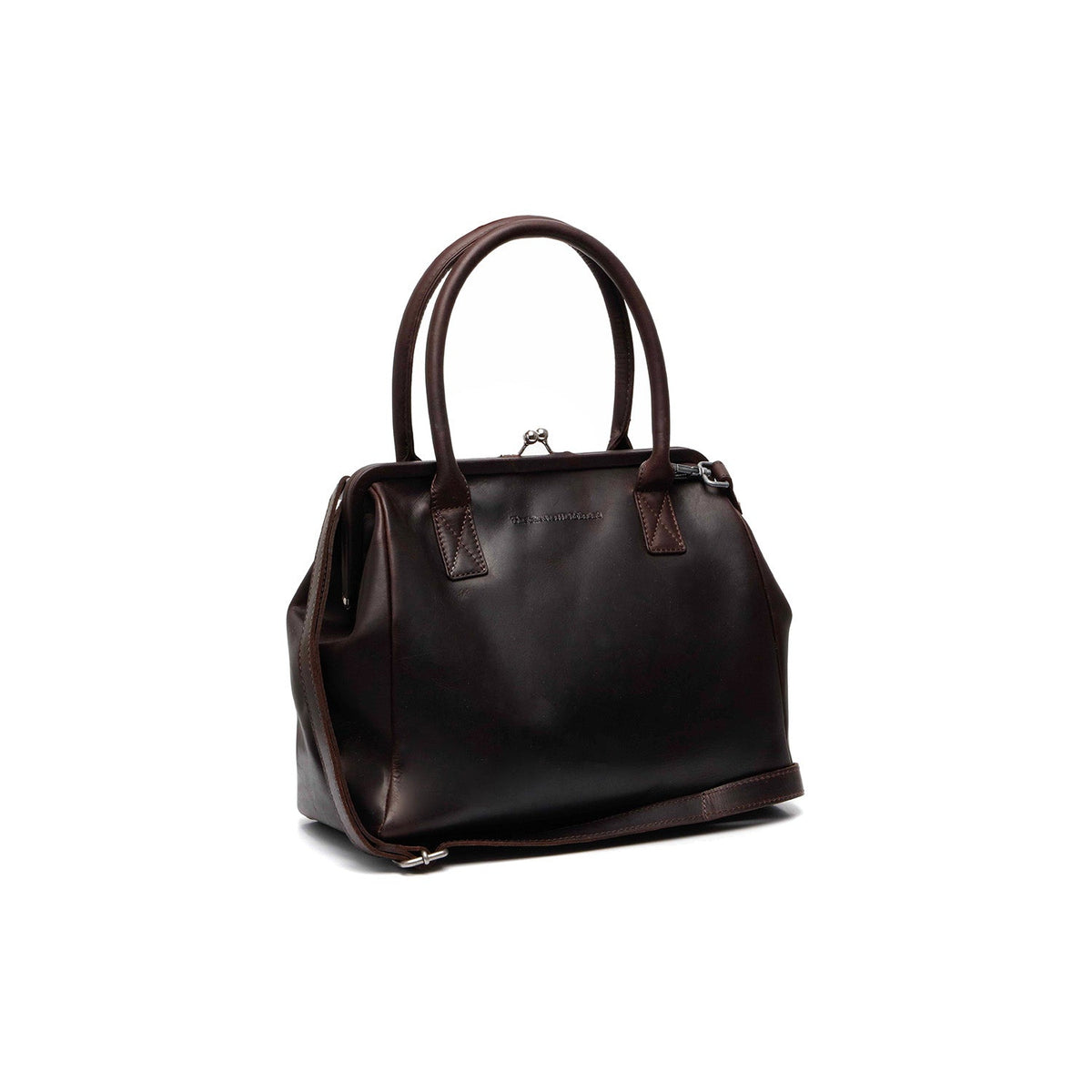 Tailored Rib Cuffs &amp; Hem Craftsmanship Construction Detail on Dorin Full-Grain Leather Handbag 女士