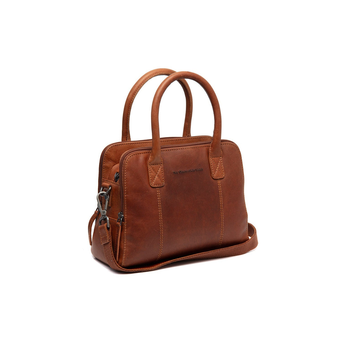 Tailored Rib Cuffs &amp; Hem Craftsmanship Construction Detail on Ezra Full-Grain Leather Handbag 女士
