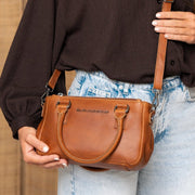 Styled Fit Perspective of Fenja Full-Grain Leather Handbag 女士 on Model - Natural Daylight Drape