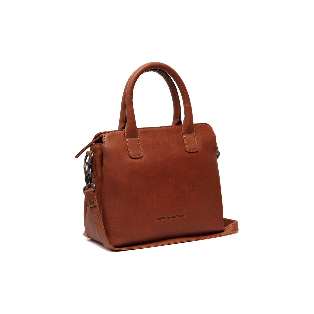 Tailored Rib Cuffs &amp; Hem Craftsmanship Construction Detail on Hermosa Full-Grain Leather Handbag 女士