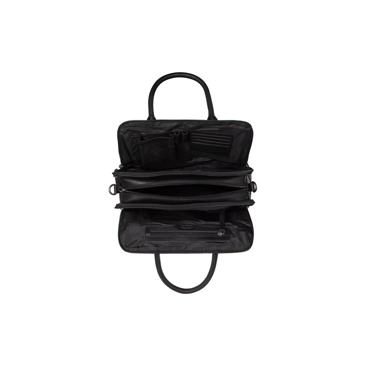 Close-Up Detail of Classic Collar &amp; Heavy-Duty Zipper Hardware on Layton Full-Grain Leather Handbag 女士