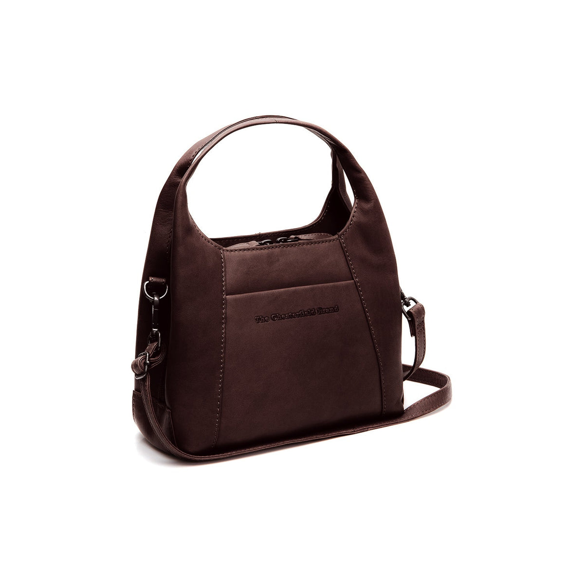 Tailored Rib Cuffs &amp; Hem Craftsmanship Construction Detail on Lunera Full-Grain Leather Handbag 女士