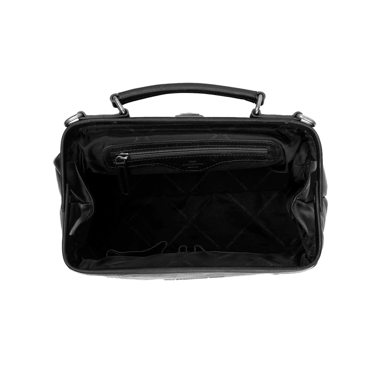 Close-Up Detail of Classic Collar &amp; Heavy-Duty Zipper Hardware on Shaun Full-Grain Leather Handbag 女士
