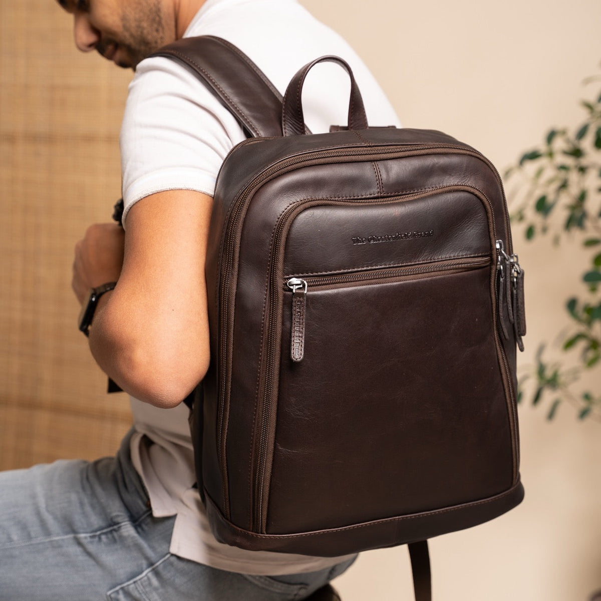 Detroit Full-Grain Leather Laptop Backpack 女士 – alternate product view 2