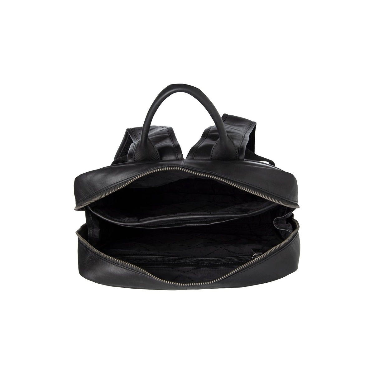 Nicola Full-Grain Leather Laptop Backpack 女士 - Structured Side Profile Showing Gusset Depth &amp; Expansion Capacity