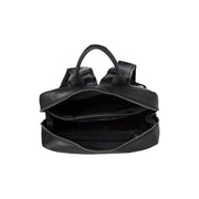 Nicola Full-Grain Leather Laptop Backpack 女士 - Structured Side Profile Showing Gusset Depth &amp; Expansion Capacity