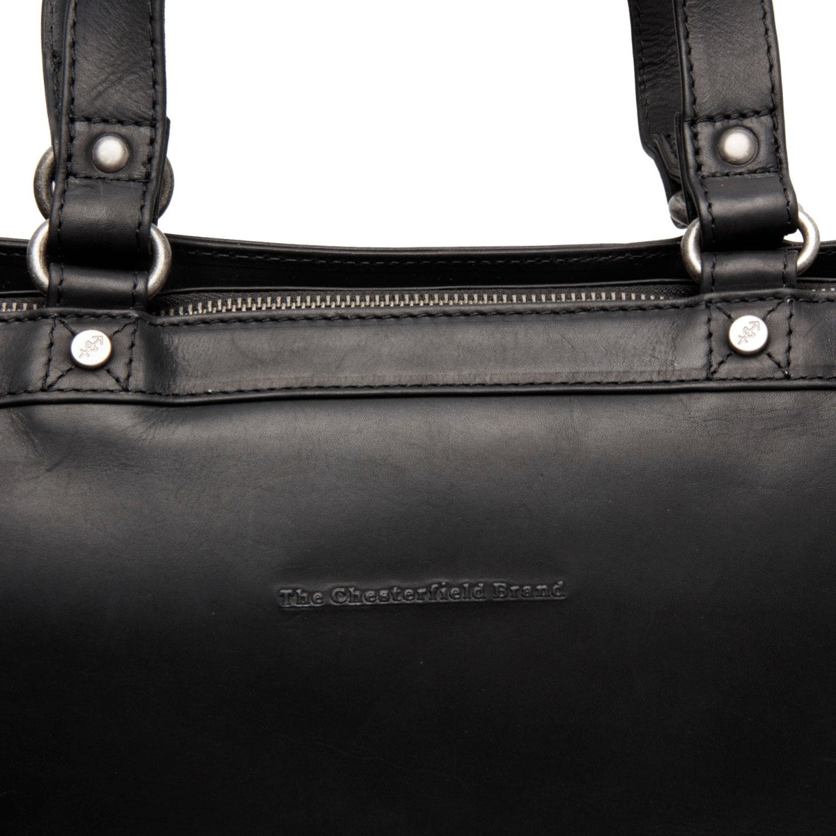 Solid Antique Brass Hardware &amp; Heavy-Duty Dual Zipper Detail on Manly Full-Grain Leather Laptop Bag 女士