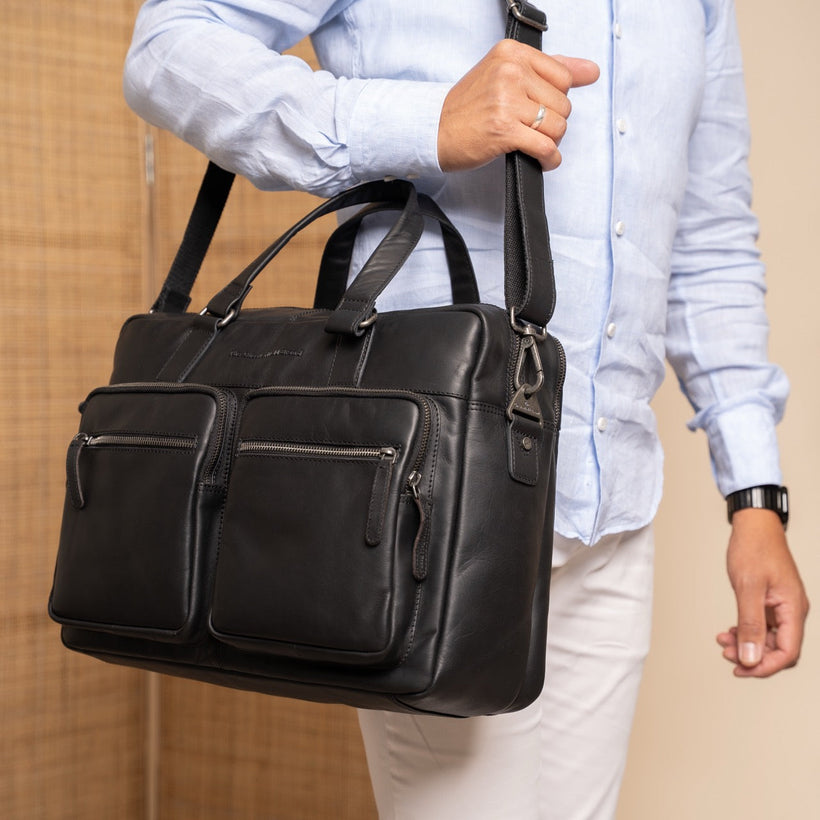 Misha Full-Grain Leather Laptop Bag 女士
