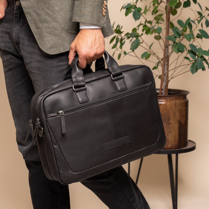 Seth Full-Grain Leather Laptop Bag 男士